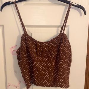 PacSun/LA Hearts/Brown Cropped Cami Mini White Flowers/Adjustable Straps/Women